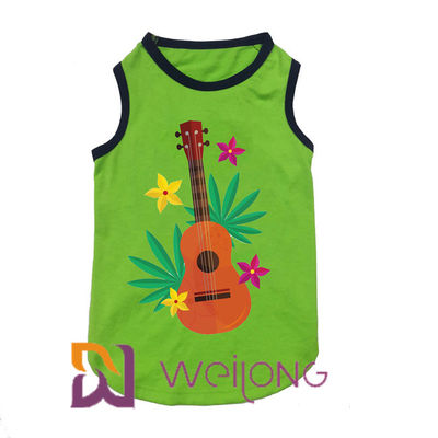 Musique 100% d'Hawaï de T-shirt d'animal familier d'été d'élasticité d'arbre de noix de coco d'impression de coton jouée
