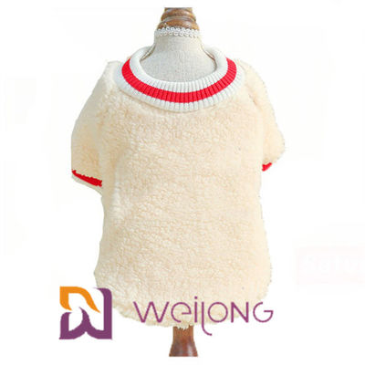 Le T-shirt de Rib Knit Short Sleeve Pet gardent le T-shirt mou chaud de Sherpa pour le chien