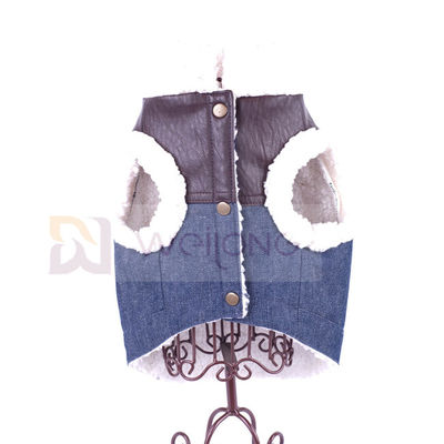 La poly veste molle Sherpa de Sherpa de denim de chien de 100% a rayé la veste de chien