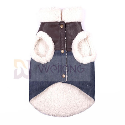 La poly veste molle Sherpa de Sherpa de denim de chien de 100% a rayé la veste de chien
