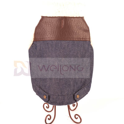 La poly veste molle Sherpa de Sherpa de denim de chien de 100% a rayé la veste de chien