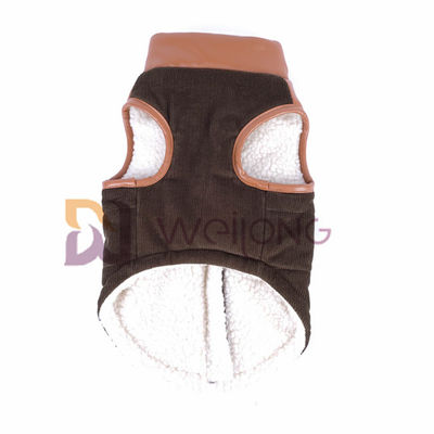 Le Berber en cuir de veste de fermeture éclair de chien de collier de velours côtelé rayant le chien chaud d'hiver enduit XS-XL