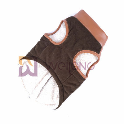 Le Berber en cuir de veste de fermeture éclair de chien de collier de velours côtelé rayant le chien chaud d'hiver enduit XS-XL