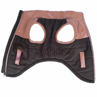 Le Berber en cuir de veste de fermeture éclair de chien de collier de velours côtelé rayant le chien chaud d'hiver enduit XS-XL