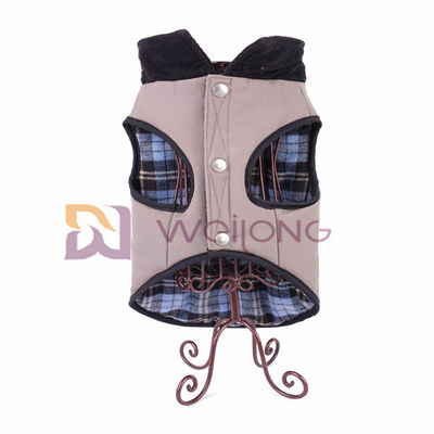 Véritable poche 100% argentée de bouton de coton de toile de chien de plaid classieux de veste XS S M L XL