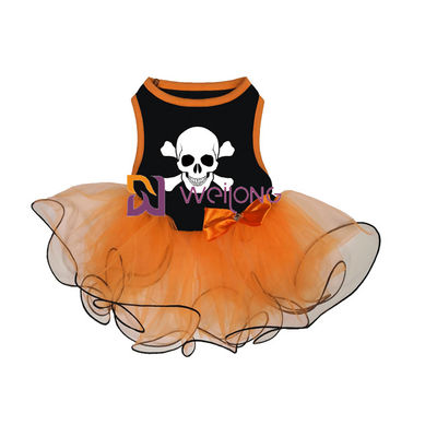 Débardeur de la décoration CVC d'arc de robe d'animal familier de Halloween de jupe de Tulle de potiron/crâne