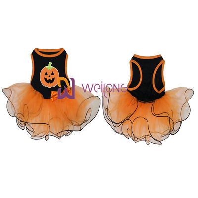 Débardeur de la décoration CVC d'arc de robe d'animal familier de Halloween de jupe de Tulle de potiron/crâne
