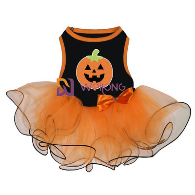 Débardeur de la décoration CVC d'arc de robe d'animal familier de Halloween de jupe de Tulle de potiron/crâne