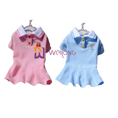 Robe tricotée de Rib Collar Embroidered Customized Pet pour le ressort/été