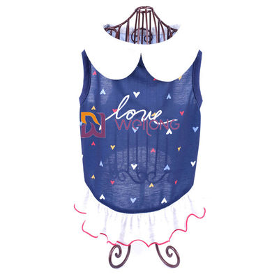 La copie de Digital brodent la robe de chambre de chien de collier tissée poly par coeur d'été de débardeur d'amour de robe d'animal familier fait sur commande