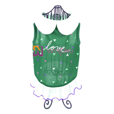 La copie de Digital brodent la robe de chambre de chien de collier tissée poly par coeur d'été de débardeur d'amour de robe d'animal familier fait sur commande