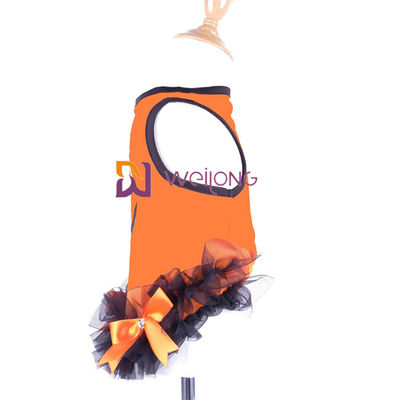 Robe ronde de chien de potiron de conception de cou de robe d'animal familier de Halloween d'arc de ruban de satin