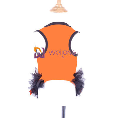 Robe ronde de chien de potiron de conception de cou de robe d'animal familier de Halloween d'arc de ruban de satin