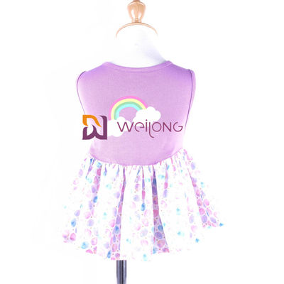Jupe adaptée aux besoins du client de tutu de chien de pongé d'impression de Digital de robe d'animal familier d'arc-en-ciel du débardeur CVC