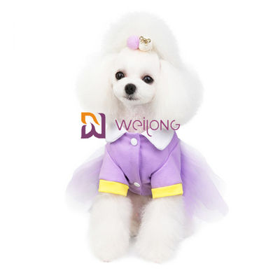 Débardeur 180G de l'habillement CVC d'animal familier de robe habillée de chien coloré par sucrerie douce avec la jupe scintillante de Tulle