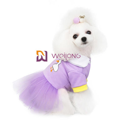 Débardeur 180G de l'habillement CVC d'animal familier de robe habillée de chien coloré par sucrerie douce avec la jupe scintillante de Tulle