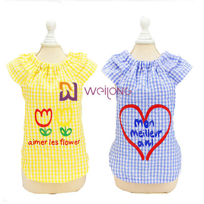 Robe de impression en caoutchouc XS S M L XL de chiot de chien de crépon de coton d'été de couleur