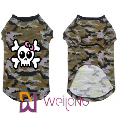 Poly T-shirt d'animal familier de Halloween de crâne de camouflage pour le poly débardeur 180G du chien 100%