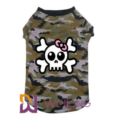 Poly T-shirt d'animal familier de Halloween de crâne de camouflage pour le poly débardeur 180G du chien 100%