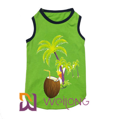 Musique 100% d'Hawaï de T-shirt d'animal familier d'été d'élasticité d'arbre de noix de coco d'impression de coton jouée