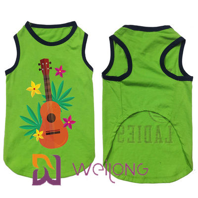Musique 100% d'Hawaï de T-shirt d'animal familier d'été d'élasticité d'arbre de noix de coco d'impression de coton jouée