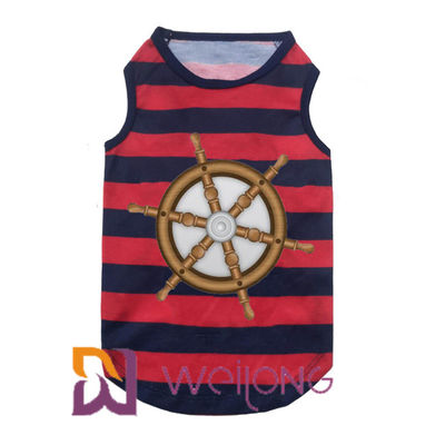 Chemise en caoutchouc d'anniversaire de chien de T-shirt d'animal familier de rayure adaptée aux besoins du client par polyester d'impression