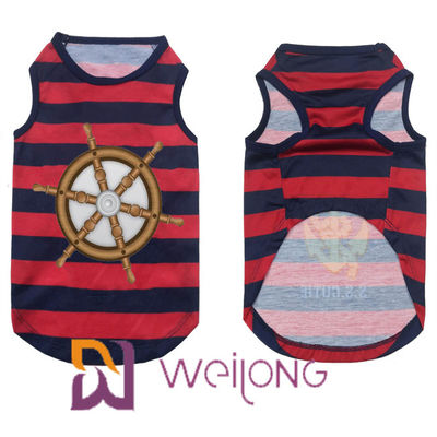 Chemise en caoutchouc d'anniversaire de chien de T-shirt d'animal familier de rayure adaptée aux besoins du client par polyester d'impression