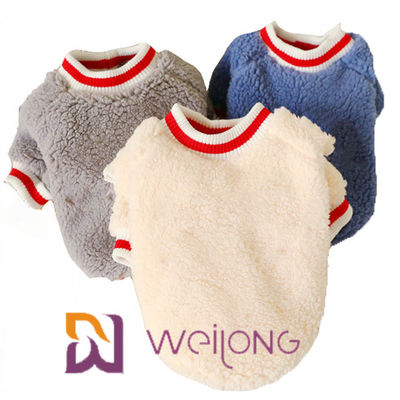 Le T-shirt de Rib Knit Short Sleeve Pet gardent le T-shirt mou chaud de Sherpa pour le chien