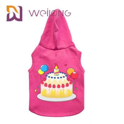 Le Hoodie en caoutchouc coloré d'animal familier d'anniversaire d'impression a adapté le Hoodie aux besoins du client rose de chien