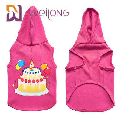 Le Hoodie en caoutchouc coloré d'animal familier d'anniversaire d'impression a adapté le Hoodie aux besoins du client rose de chien