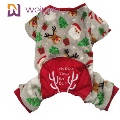 Les pyjamas 100% de Noël de chien de tissu de velours ont adapté aux besoins du client brodé