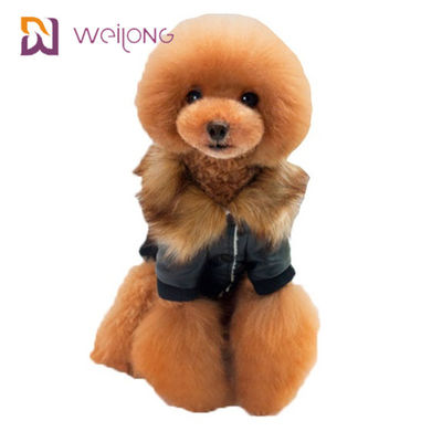 Vêtements adaptés aux besoins du client d'hiver de chien de manteau d'animal familier de Leatheret de fourrure de Faux