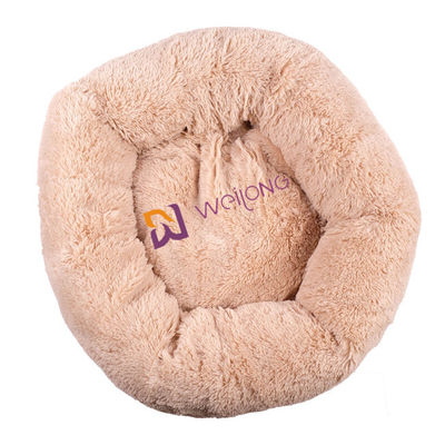 Lit de luxe mou apaisant confortable d'animal familier de peluche de beignet de chien inquiétude ronde de lit d'anti