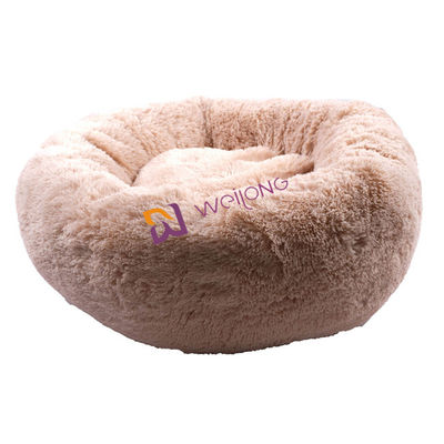 Lit de luxe mou apaisant confortable d'animal familier de peluche de beignet de chien inquiétude ronde de lit d'anti