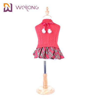 Habillement de pull molletonné de robe de chien de laine tricoté par chandail de chien de plaid teint par fil