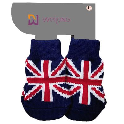 Spandex de tricotage adapté aux besoins du client du coton 5% d'Union Jack 95% de modèles de chaussette de chien