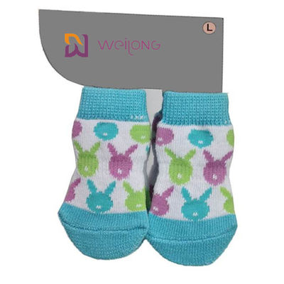 Le chien bleu de Paw Protector Custom Pet Socks de Spandex de coton cogne pour protéger des planchers en bois dur